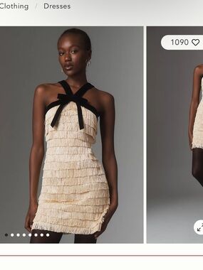 Anthropologie fringe bow mini dress